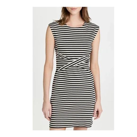 Theory Sleeveless Front Twist Knit Dress Stripe Nautical French Paris Size Small - Picture 1 of 10